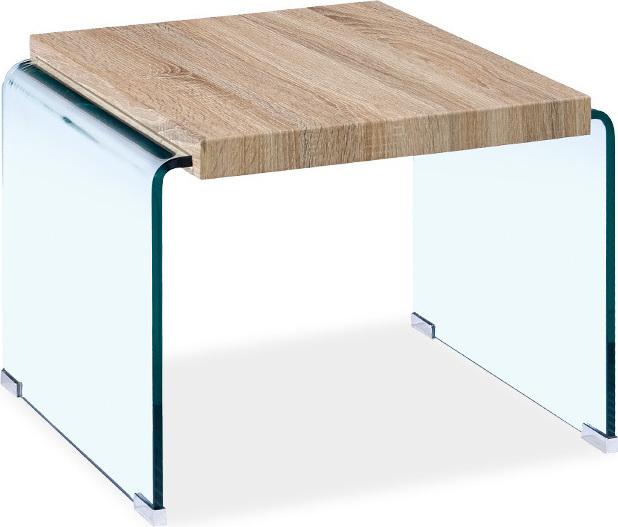 Βοηθητικό Τραπεζάκι Brooklyn Τετράγωνο Transparent Glass - Sonoma 55x55x40cm
